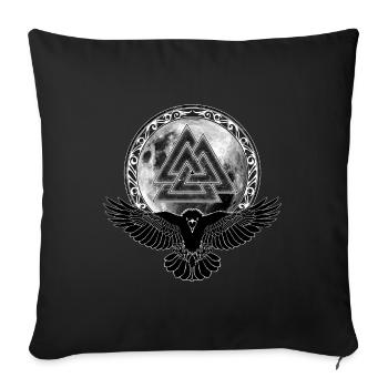 Raven Valknut Full Moon - Sofa pillowcase 17,3'' x 17,3'' (45 x 45 cm) - black - Front
