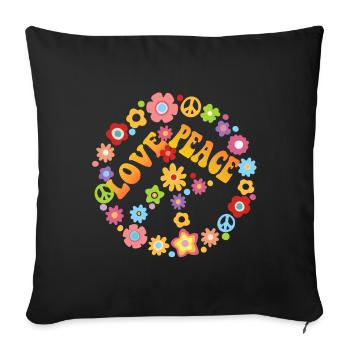 Love and Peace - Sofa pillowcase 17,3'' x 17,3'' (45 x 45 cm) - black - Front