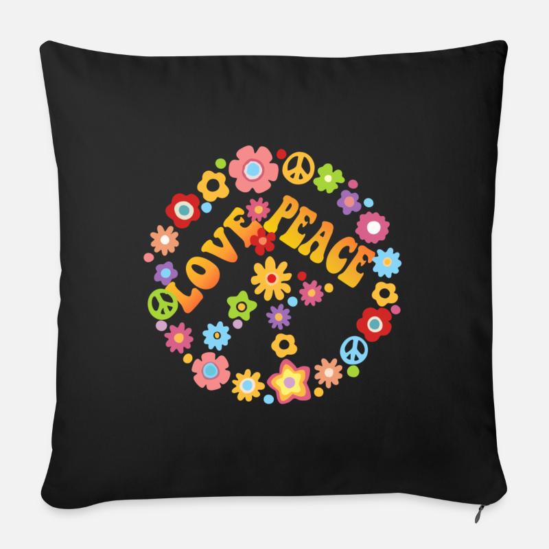 Love and Peace - Sofa pillowcase 17,3'' x 17,3'' (45 x 45 cm) - black