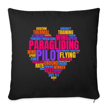 Parapente Heart, Pour les amateurs de parapente - Housse de coussin décorative 45 x 45 cm - noir - Devant