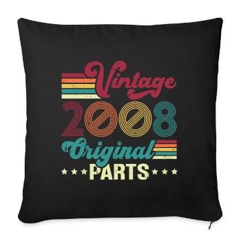 Vintage 2008 Original, Cadeau D'anniversaire - Housse de coussin décorative 45 x 45 cm - noir - Devant