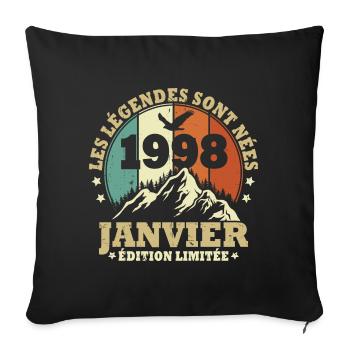 Les légendes sont nées en Janvier 1998 Vintage - Housse de coussin décorative 45 x 45 cm - noir - Devant