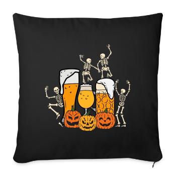 Halloween mit Bier und Skeletten - Sofakissenbezug 45 x 45 cm - Schwarz - Vorne