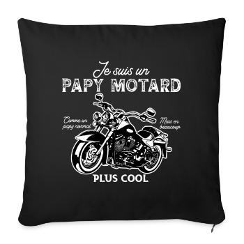 je suis un papy motard et un papy cool - Housse de coussin décorative 45 x 45 cm - noir - Devant