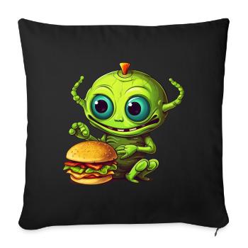 Vierbeiniger Alien: Fast-Food-Liebhaber - Sofakissenbezug 45 x 45 cm - Schwarz - Vorne