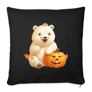 Halloween polar bear with pumpkin - Sofa pillowcase 17,3'' x 17,3'' (45 x 45 cm) - black - Front