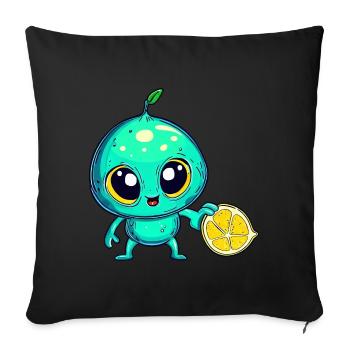 Alien Fruchtzauber: Süße Limone aus dem All - Sofakissenbezug 45 x 45 cm - Schwarz - Vorne