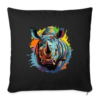 Colorful rhinoceros - Sofa pillowcase 17,3'' x 17,3'' (45 x 45 cm) - black - Front