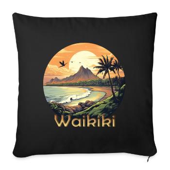 Waikiki Hawaii sunset on the beach - Sofa pillowcase 17,3'' x 17,3'' (45 x 45 cm) - black - Front