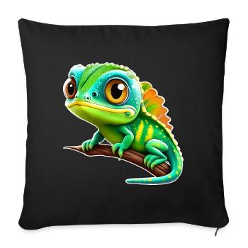 Cuter. Little Iguana - Sofa pillowcase 17,3'' x 17,3'' (45 x 45 cm) - black - Front