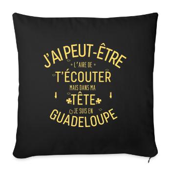 Dans ma Tête je suis En Guadeloupe - Housse de coussin décorative 45 x 45 cm - noir - Devant