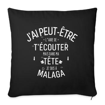 Dans ma Tête je suis à Malaga - Housse de coussin décorative 45 x 45 cm - noir - Devant
