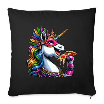 Mardi Gras Unicorn Pizza Elegance - Sofa pillowcase 17,3'' x 17,3'' (45 x 45 cm) - black - Front