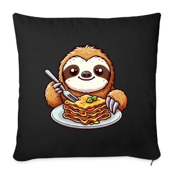 Le paresseux aime les pâtes Lasagne italienne - Housse de coussin décorative 45 x 45 cm - noir - Devant