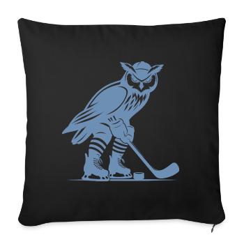 Eule Eishockey Nachtsport Design - Sofakissenbezug 45 x 45 cm - Schwarz - Vorne