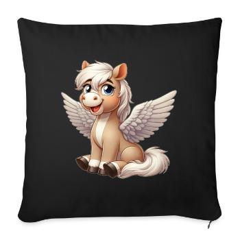 Cute Horse Angel Cartoon with Wings - Sofa pillowcase 17,3'' x 17,3'' (45 x 45 cm) - black - Front