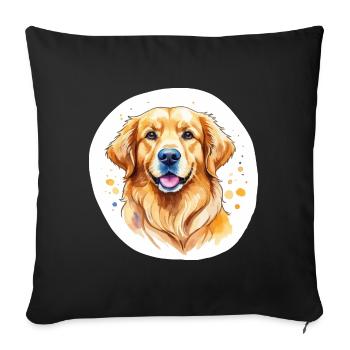 Golden Retriever Wasserfarben - Sofakissenbezug 45 x 45 cm - Schwarz - Vorne