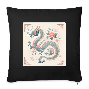 Elegant Floral Chinese Dragon Design - Sofa pillowcase 17,3'' x 17,3'' (45 x 45 cm) - black - Front