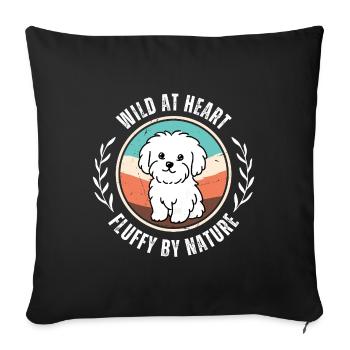 Wild at Heart – Vintage Sunset Maltese Dog Design - Sofa pillowcase 17,3'' x 17,3'' (45 x 45 cm) - black - Front