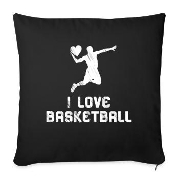 I Love Basketball – Heart for the Court - Sofa pillowcase 17,3'' x 17,3'' (45 x 45 cm) - black - Front
