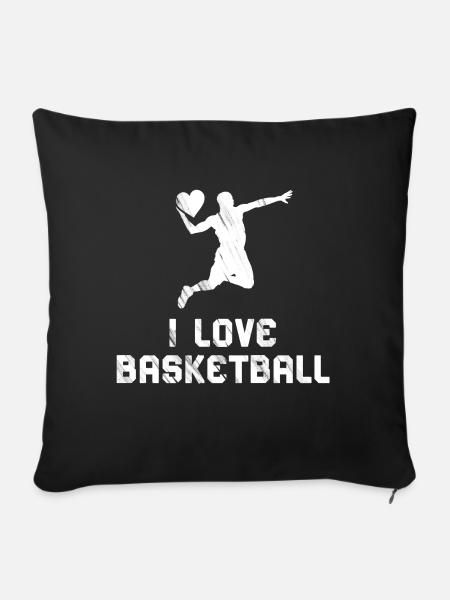 I Love Basketball – Heart for the Court - Sofa pillowcase 17,3'' x 17,3'' (45 x 45 cm) - black