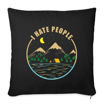 Je déteste les gens - Housse de coussin décorative 45 x 45 cm - noir - Devant