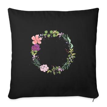 Spring wreath - Sofa pillowcase 17,3'' x 17,3'' (45 x 45 cm) - black - Front