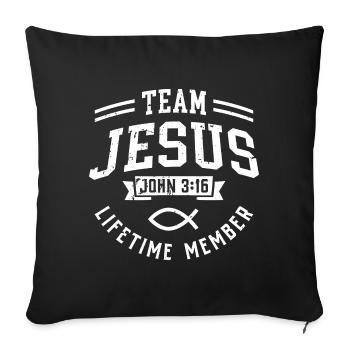 Team Jesus John 3:16 Lifetime Member - Sofa pillowcase 17,3'' x 17,3'' (45 x 45 cm) - black - Front