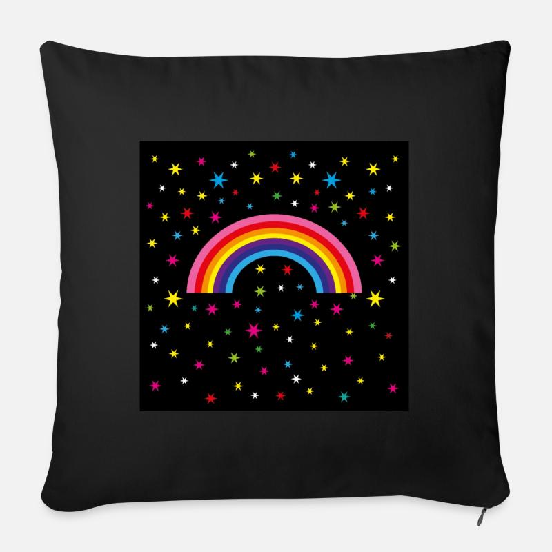12 Regenbogen Sternenhimmel - Sofakissenbezug 45 x 45 cm - Schwarz