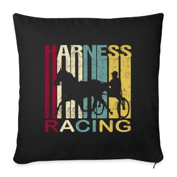 Harnais Racing Harness Racing Retro Vintage Silhouette - Housse de coussin décorative 45 x 45 cm - noir - Devant
