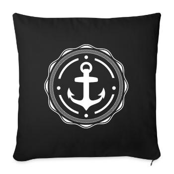 Anchor Nautical Seafarers Freedom Maritime Pier Sea - Sofa pillowcase 17,3'' x 17,3'' (45 x 45 cm) - black - Front