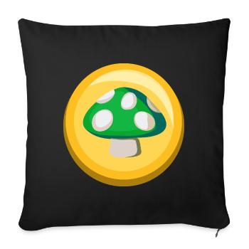 Green Mushroom Sticker Icon - Sofa pillowcase 17,3'' x 17,3'' (45 x 45 cm) - black - Front