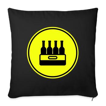 Bierflasche Kiste - Sofakissenbezug 45 x 45 cm - Schwarz - Vorne