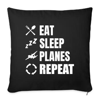 Manger dormir Avions Répéter - Housse de coussin décorative 45 x 45 cm - noir - Devant