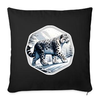 Léopard des neiges Léopard blanc Léopard - Housse de coussin décorative 45 x 45 cm - noir - Devant