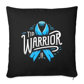 Guerrier T1D - Plaisir combatif pour diabétique de type 1 - Housse de coussin décorative 45 x 45 cm - noir - Devant