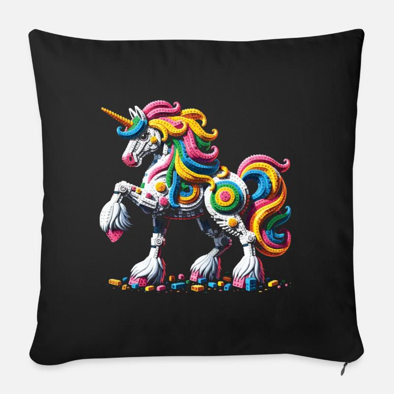 Briques de maître constructeur expert - Housse de coussin décorative 45 x 45 cm - noir