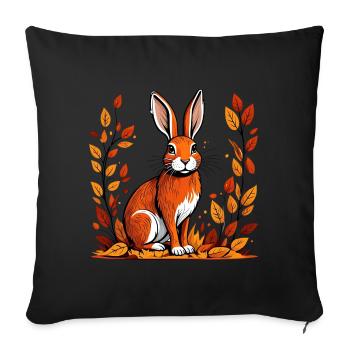 Lapin d’automne - Housse de coussin décorative 45 x 45 cm - noir - Devant