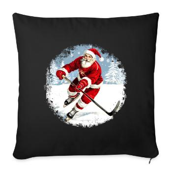 hockey player Santa Claus - Sofa pillowcase 17,3'' x 17,3'' (45 x 45 cm) - black - Front