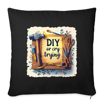 Bricolage ou pleurs - Handwerkeln Upcycling - Housse de coussin décorative 45 x 45 cm - noir - Devant