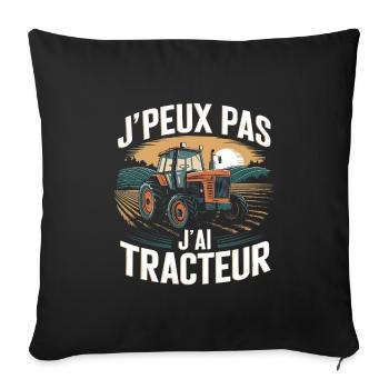 tee shirt I can't I have tractor - Sofa pillowcase 17,3'' x 17,3'' (45 x 45 cm) - black - Front