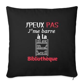 Humour Reading – I'm Going to the Library - Sofa pillowcase 17,3'' x 17,3'' (45 x 45 cm) - black - Front