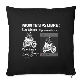 My free time: 100% motorcycle - Sofa pillowcase 17,3'' x 17,3'' (45 x 45 cm) - black - Front