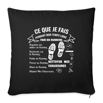 What I do in my free time: Running - Sofa pillowcase 17,3'' x 17,3'' (45 x 45 cm) - black - Front