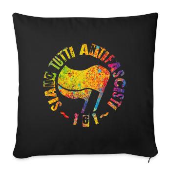 Siamo Tutti Antifascisti 161 Drapeaux Antifa - Housse de coussin décorative 45 x 45 cm - noir - Devant