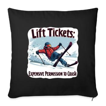 Billets de remontées mécaniques – ski et plaisir sur les pistes - Housse de coussin décorative 45 x 45 cm - noir - Devant