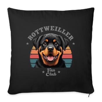 Rottweiler fan club Tshirt chien drôles - Housse de coussin décorative 45 x 45 cm - noir - Devant