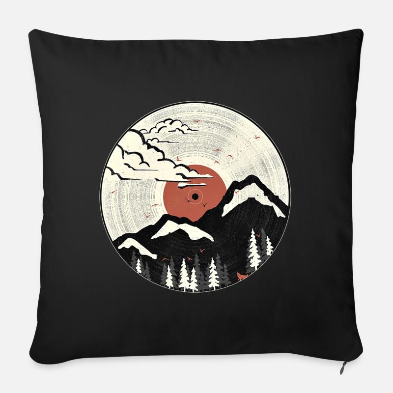 Mountain Sound Graphic - Sofa pillowcase 17,3'' x 17,3'' (45 x 45 cm) - black