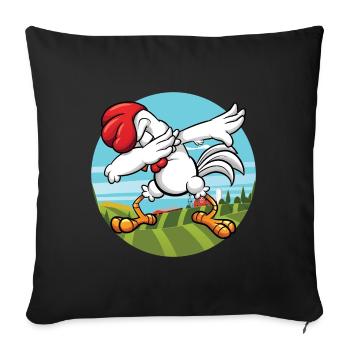 Dabbing Poulet | Coq d'animal de ferme dansant - Housse de coussin décorative 45 x 45 cm - noir - Devant