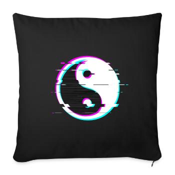 Yin yang glitch - Sofa pillowcase 17,3'' x 17,3'' (45 x 45 cm) - black - Front